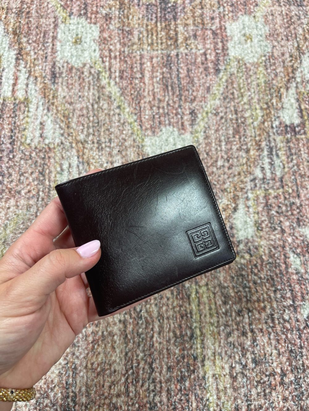 Vintage Givenchy Monsieur 4G Logo Brown Leather Bi-Fold Mens Unisex Wallet